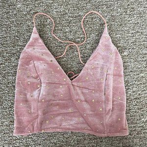 Velvet tie back crop tank top